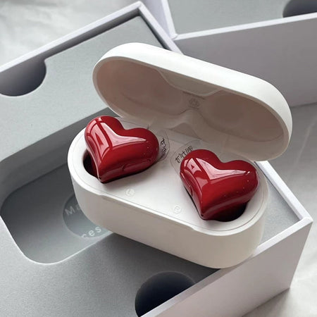 Fones de Ouvido Bluetooth 5.3 Originais em Formato de Coração